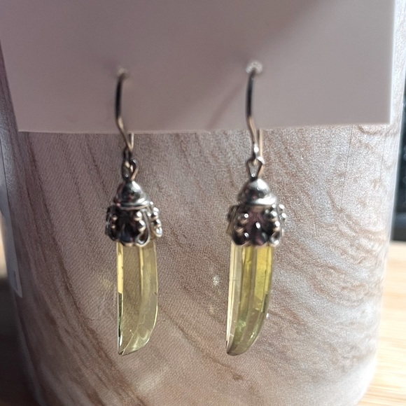 Lemon Quartz and Silver Earrings - Picture 1 of 4
